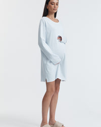 Organic Cotton LS Maternity Dress (Powder) 3
