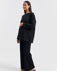 Organic Cotton Maternity LS Tee (Black) 1