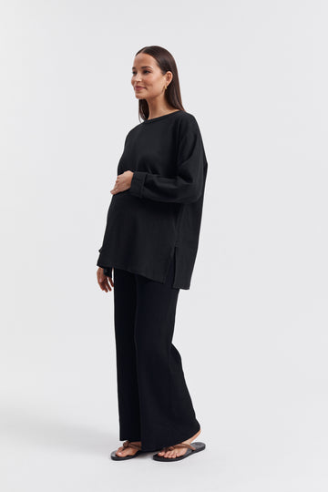 Organic Cotton Maternity LS Tee (Black) 1