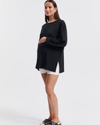 Organic Cotton Maternity LS Tee (Black) 2