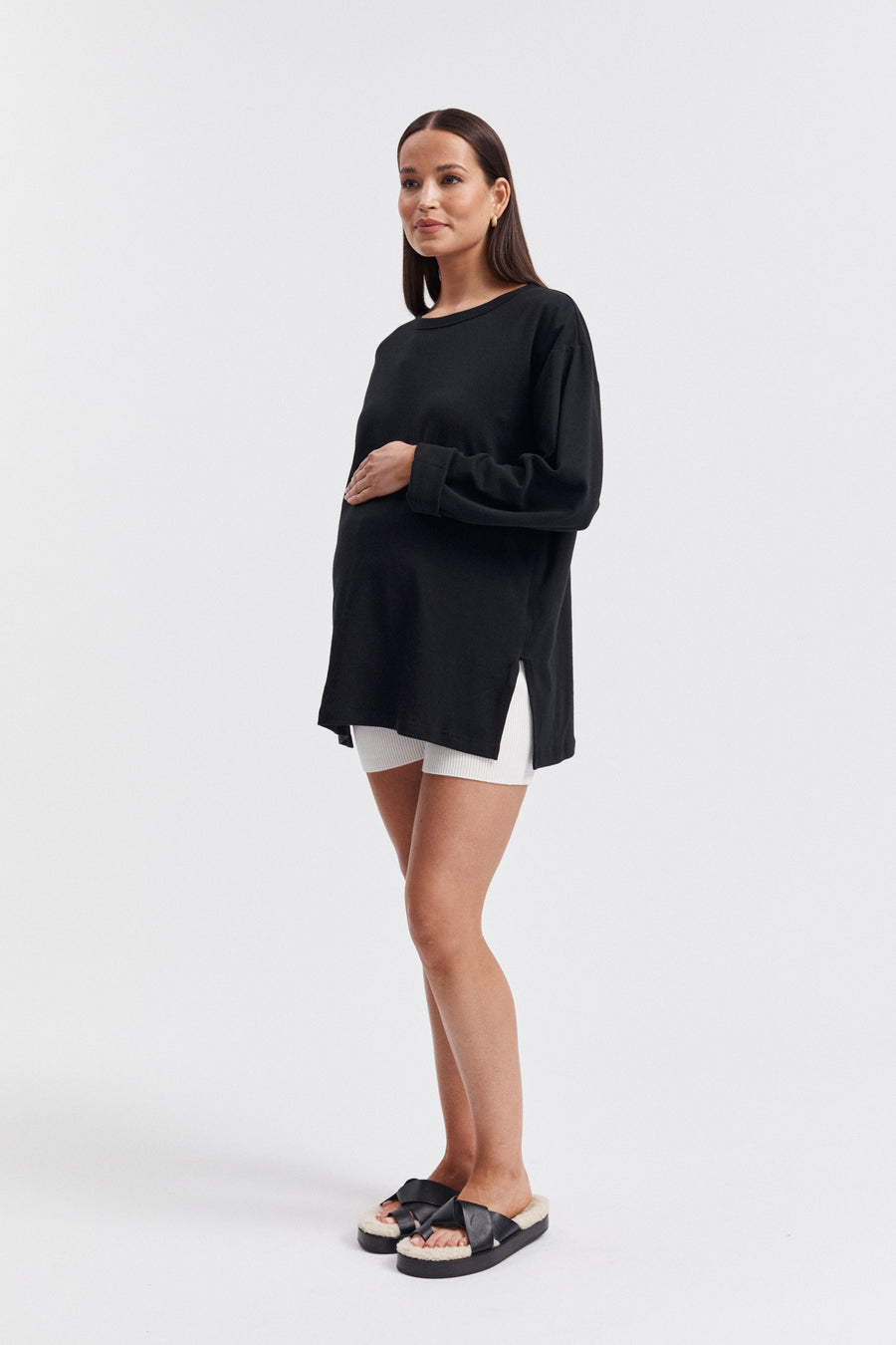 Organic Cotton Maternity LS Tee (Black) 2