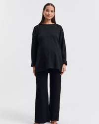 Organic Cotton Maternity LS Tee (Black) 3