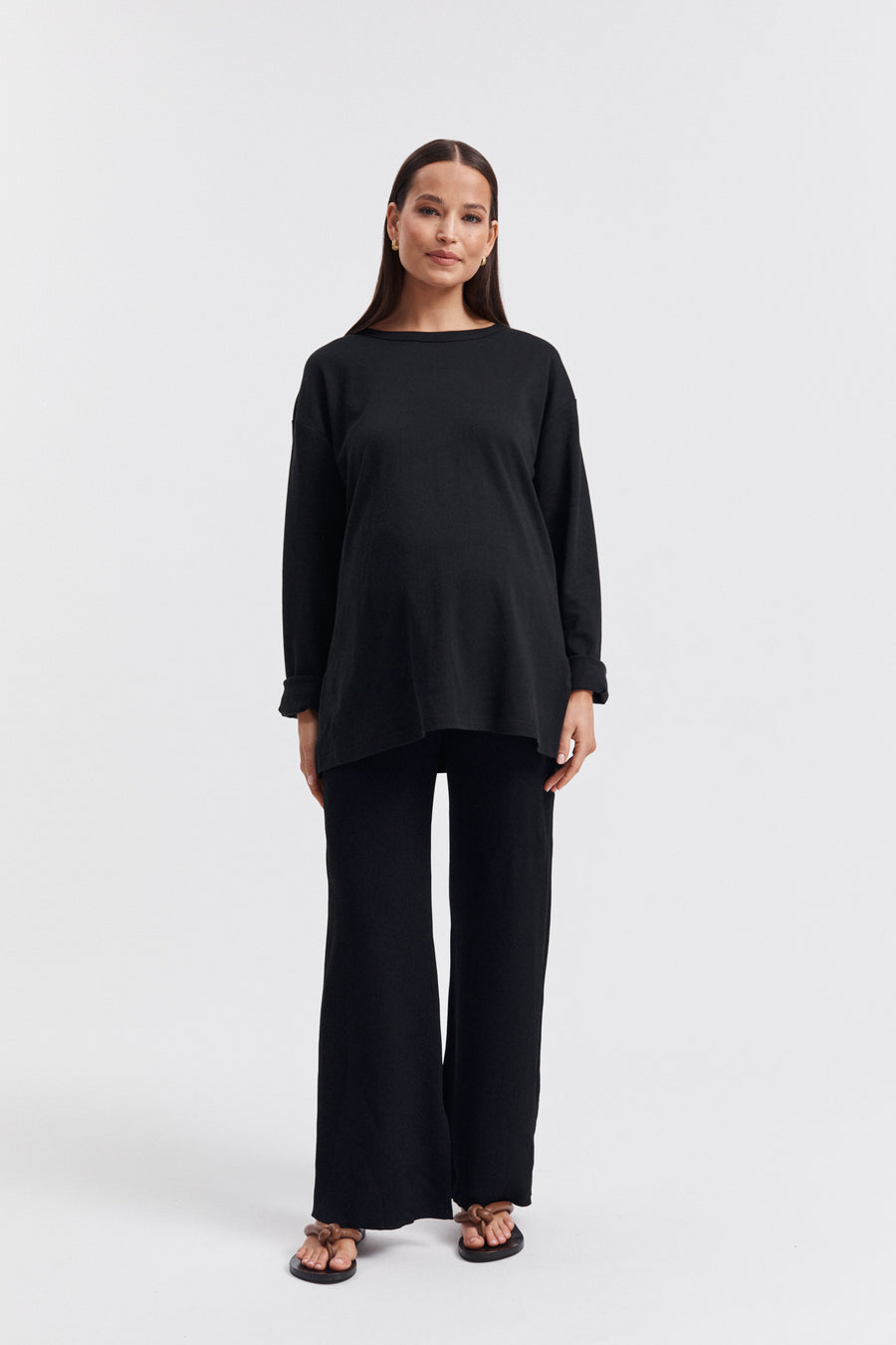 Organic Cotton Maternity LS Tee (Black) 3