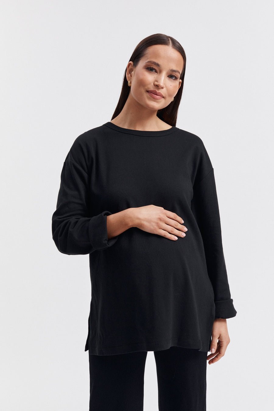 Organic Cotton Maternity LS Tee (Black) 5