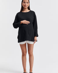 Organic Cotton Maternity LS Tee (Black) 6