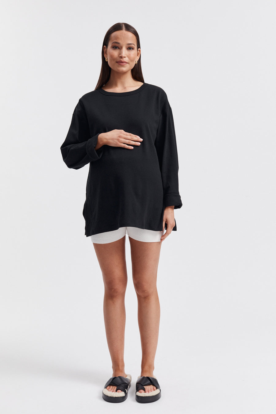 Organic Cotton Maternity LS Tee (Black) 6