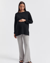 Organic Cotton Maternity LS Tee (Black) 7