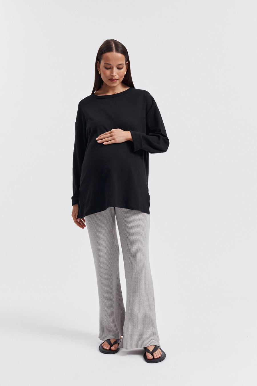 Organic Cotton Maternity LS Tee (Black) 7