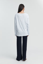 Organic Cotton Maternity LS Tee (Blue Stripe) 1