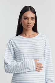 Organic Cotton Maternity LS Tee (Blue Stripe) 4