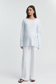 Organic Cotton Maternity LS Tee (Blue Stripe) 5