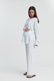 Organic Cotton Maternity LS Tee (Blue Stripe) 7