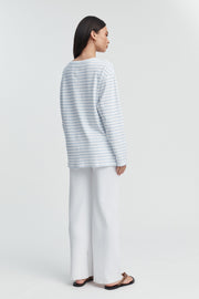 Organic Cotton Maternity LS Tee (Blue Stripe) 8