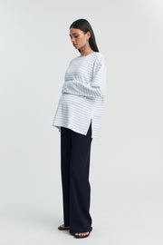 Organic Cotton Maternity LS Tee (Blue Stripe) 9
