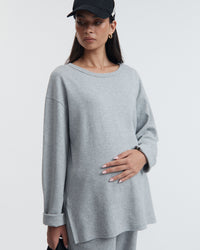 Organic Cotton Maternity LS Tee (Grey Marle) 1