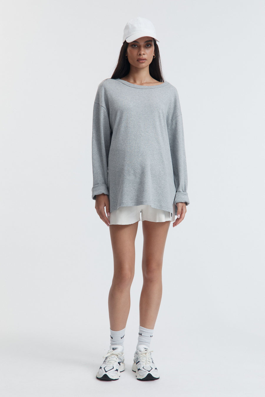 Organic Cotton Maternity LS Tee (Grey Marle) 2