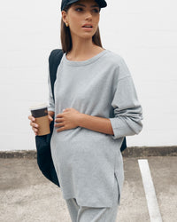 Organic Cotton Maternity LS Tee (Grey Marle) 3