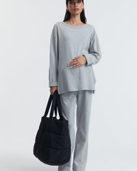 Organic Cotton Maternity LS Tee (Grey Marle) 4