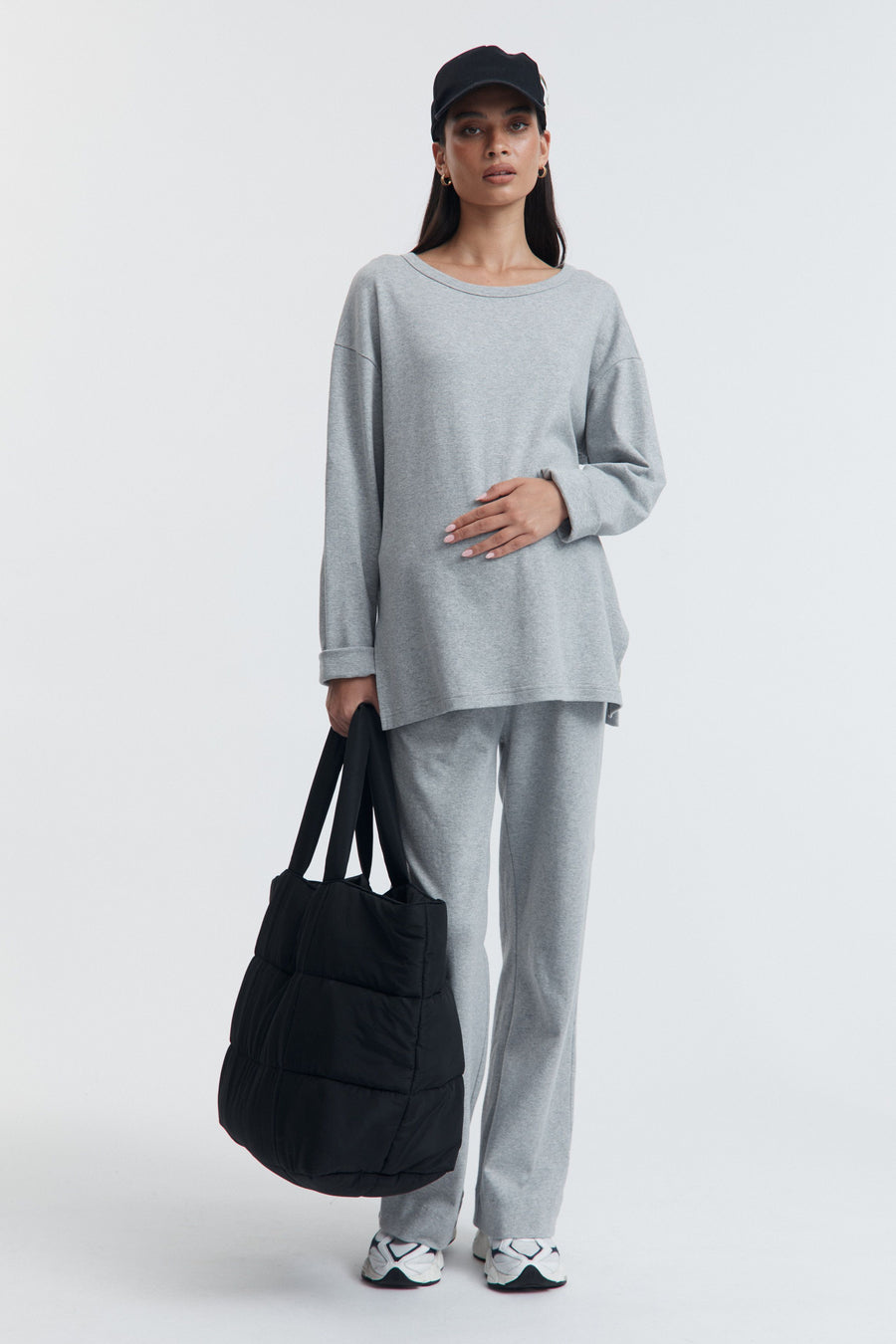 Organic Cotton Maternity LS Tee (Grey Marle) 4