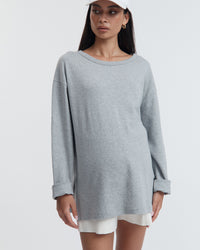 Organic Cotton Maternity LS Tee (Grey Marle) 6