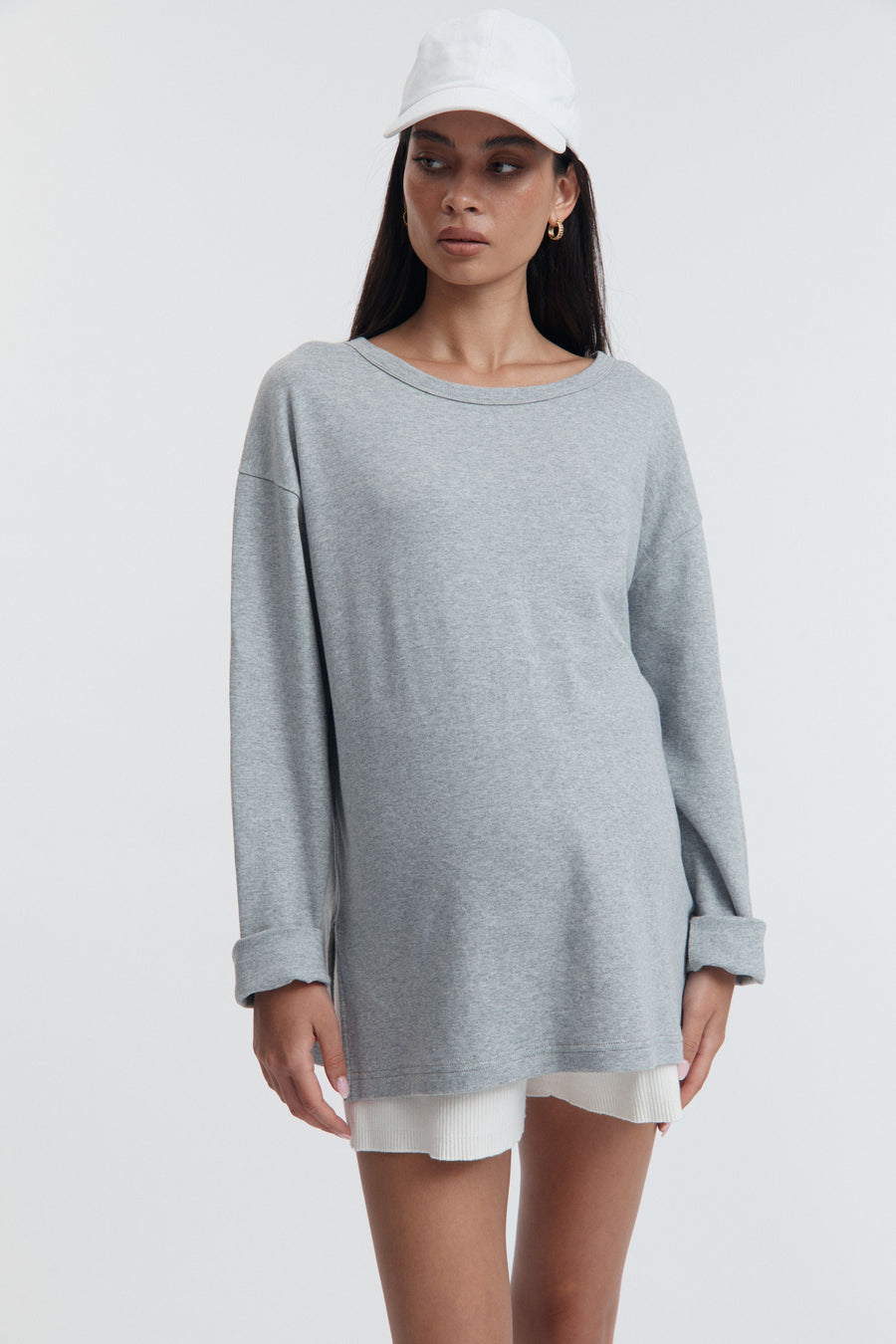 Organic Cotton Maternity LS Tee (Grey Marle) 6