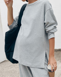 Organic Cotton Maternity LS Tee (Grey Marle) 7
