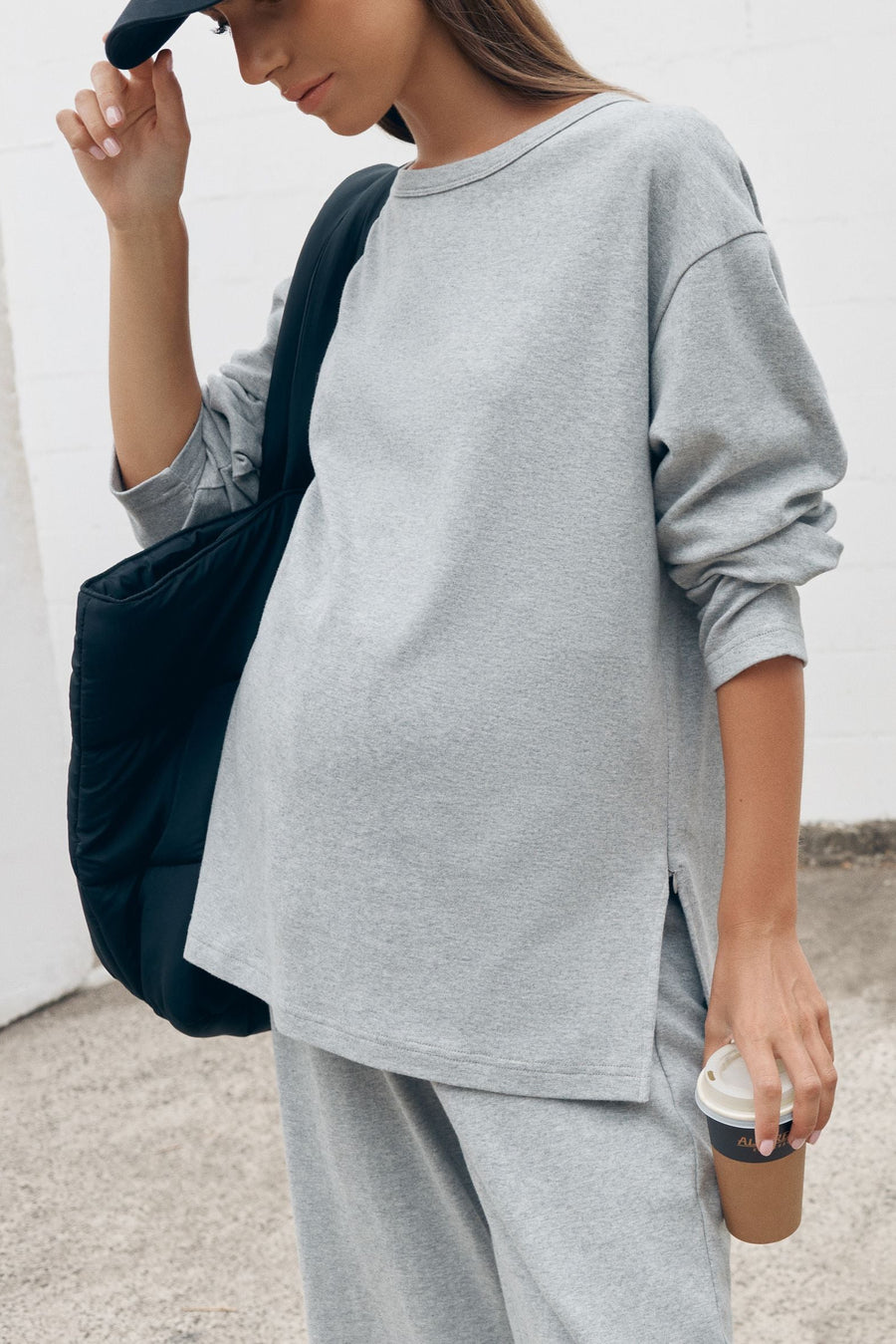 Organic Cotton Maternity LS Tee (Grey Marle) 7