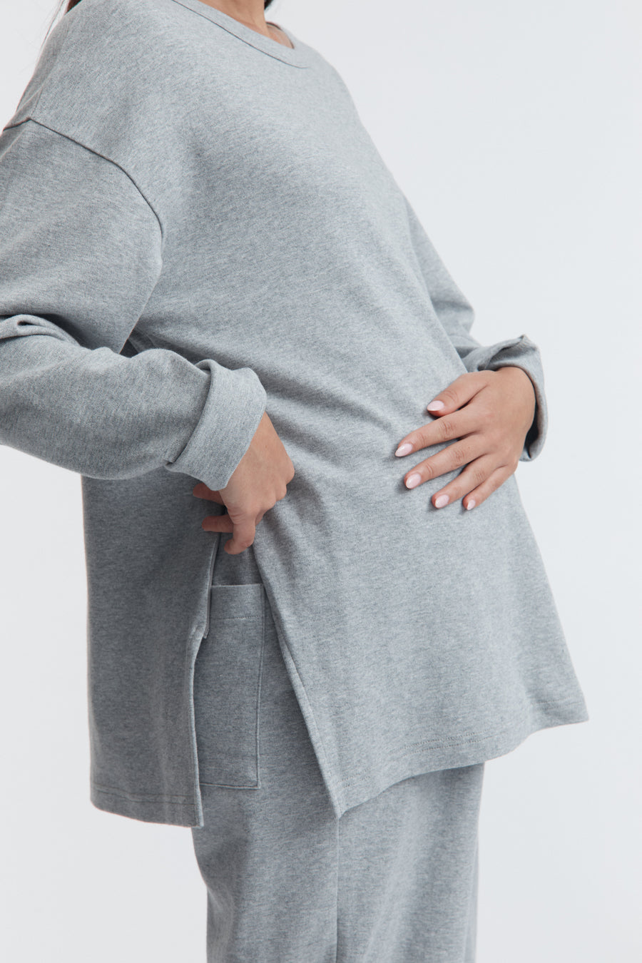Organic Cotton Maternity LS Tee (Grey Marle) 9