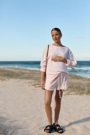 Organic Cotton Maternity LS Tee (Pale Pink) 11