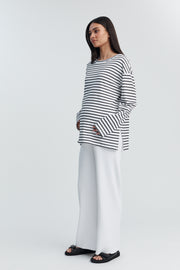Organic Cotton Maternity LS Tee (Stripe) 4