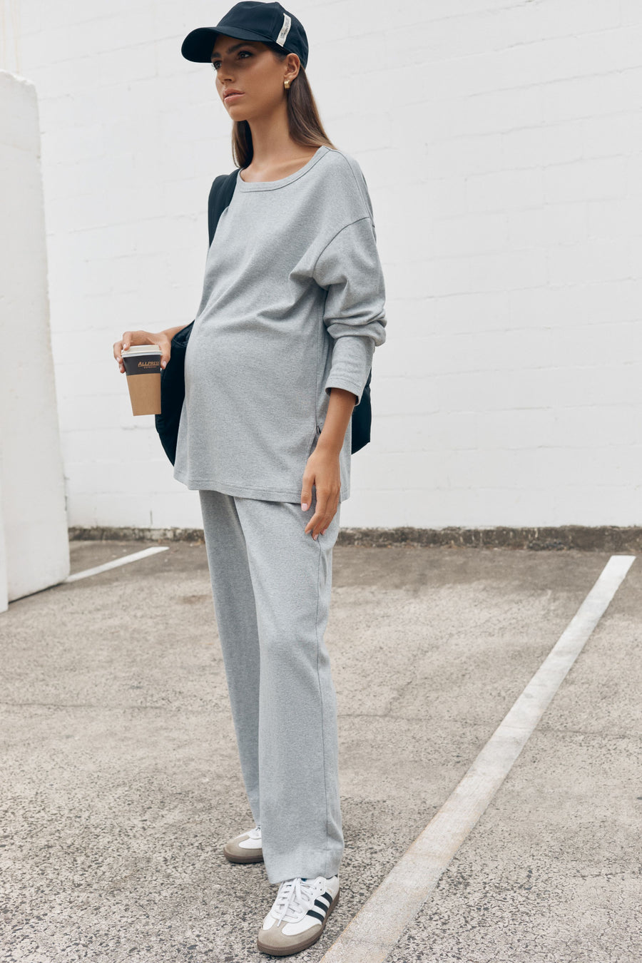Organic Cotton Maternity Lounge Pant (Grey Marle) 1