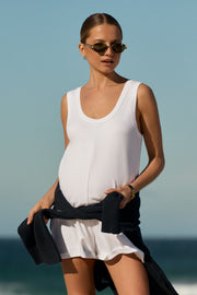 Organic Cotton Maternity Short Romper (White) 