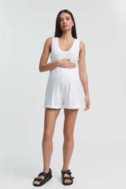 Organic Cotton Maternity Short Romper (White) 2