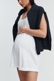 Organic Cotton Maternity Short Romper (White) 5