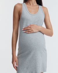 Organic Cotton Maternity Sleep Dress (Grey Marle) 1
