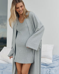 Organic Cotton Maternity Sleep Dress (Grey Marle) 2