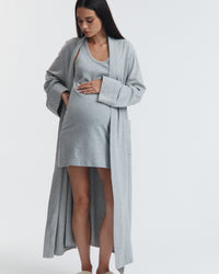 Organic Cotton Maternity Sleep Dress (Grey Marle) 6
