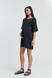 Organic Cotton Maternity T Dress (Black) 2