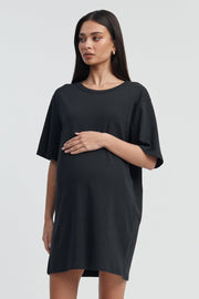 Organic Cotton Maternity T Dress (Black) 3