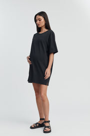Organic Cotton Maternity T Dress (Black) 5