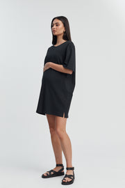 Organic Cotton Maternity T Dress (Black) 8
