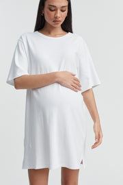 Organic Cotton Maternity T Dress (White) 1