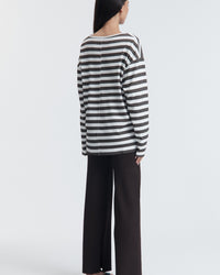 Organic Cotton V Neck Maternity LS Tee (Chocolate Stripe) 10
