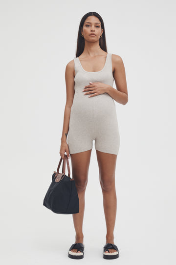 Maternity Sports Romper (Taupe) 1