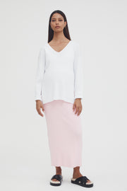 Maternity Rib Maxi Skirt (Pink) 5