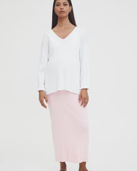 Maternity Rib Maxi Skirt (Pink) 5