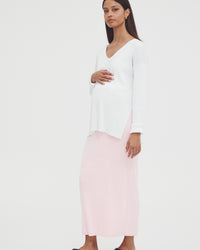 Maternity Rib Maxi Skirt (Pink) 7