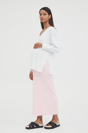Maternity Rib Maxi Skirt (Pink) 2