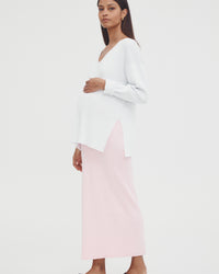 Maternity Rib Maxi Skirt (Pink) 2