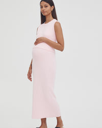 Maternity Rib Maxi Skirt (Pink) 1